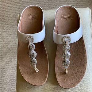 FitFlop| White Sandals with diamond embellishments size 9